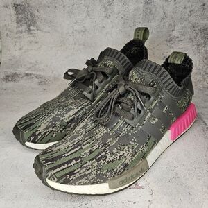 RARE 🔥 Adidas NMD R1 Primeknit Utility Gray Camo & Pink / Mens Size 11